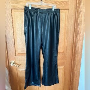 Nimin faux leather, black wide leg pull on pants